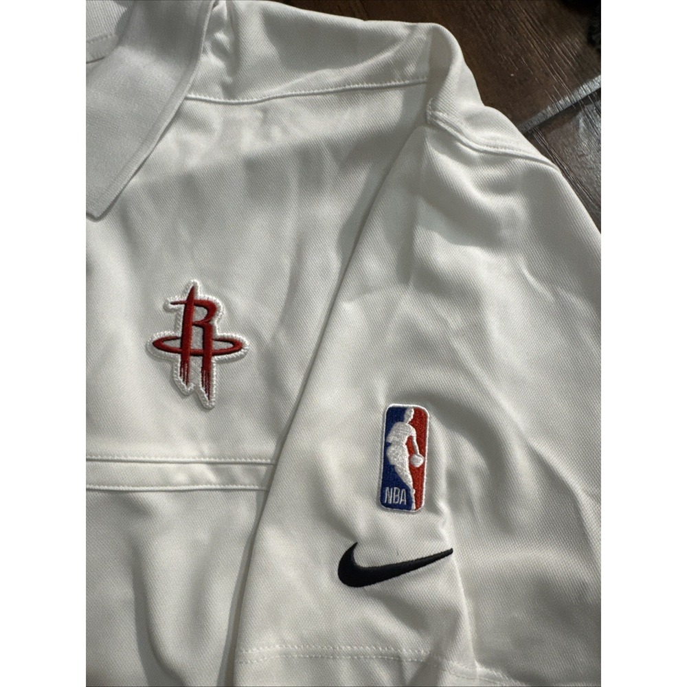 Nike Houston Rockets Mens XL Staff Short Sleeve White Dri Fit Polo NWT